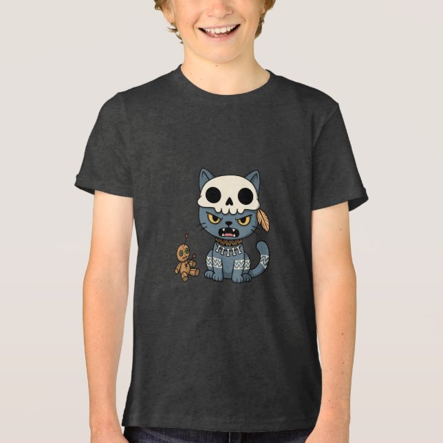 Witch Cat Voodoo Doll Tri-Blend Shirt (Front)