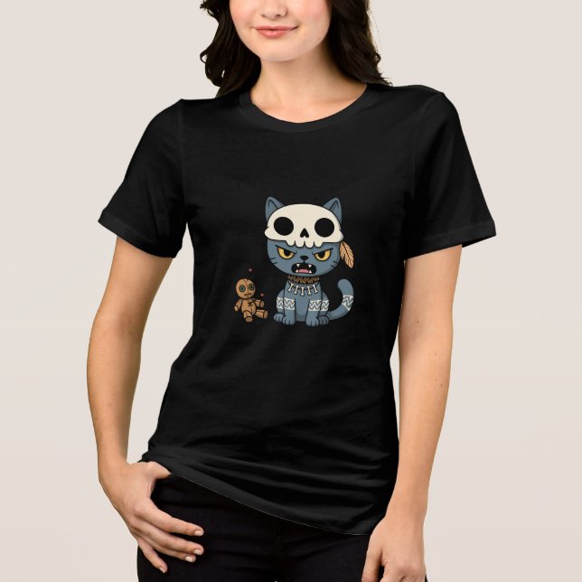 Witch Cat Voodoo Doll Tri-Blend Shirt (Front)