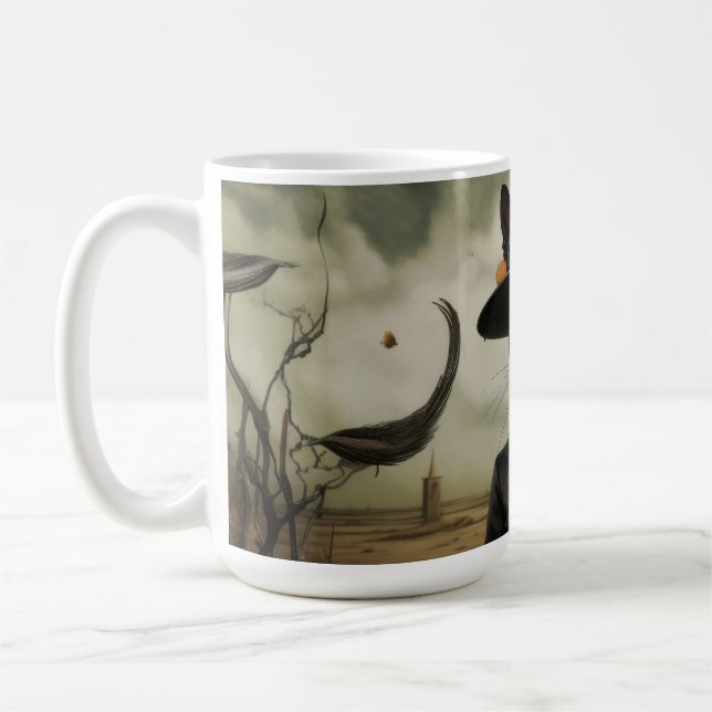 Witch Cat with Pumpkins  Coffee Mug (Left)