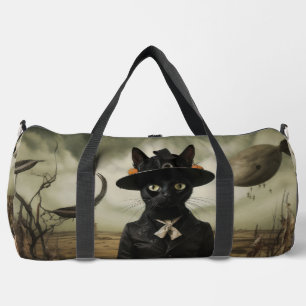Witch Cat with Pumpkins  Duffle Bag