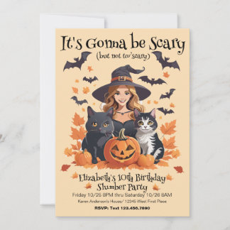 Witch Cats Bats & Pumpkins  Invitation
