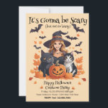 Witch Cats Bats & Pumpkins  Invitation<br><div class="desc">Halloween themed party things and gifts, not too scary, but scary enough. A cute and inviting Halloween design to make this Halloween a fun and festive holiday occasion. Whether your planning an October Birthday or a fun Halloween gathering this invitation will be pleasing for the whole gang. Personalise the text...</div>