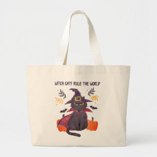 Witch Cats Rule The World – Black Cat Large Tote Bag
