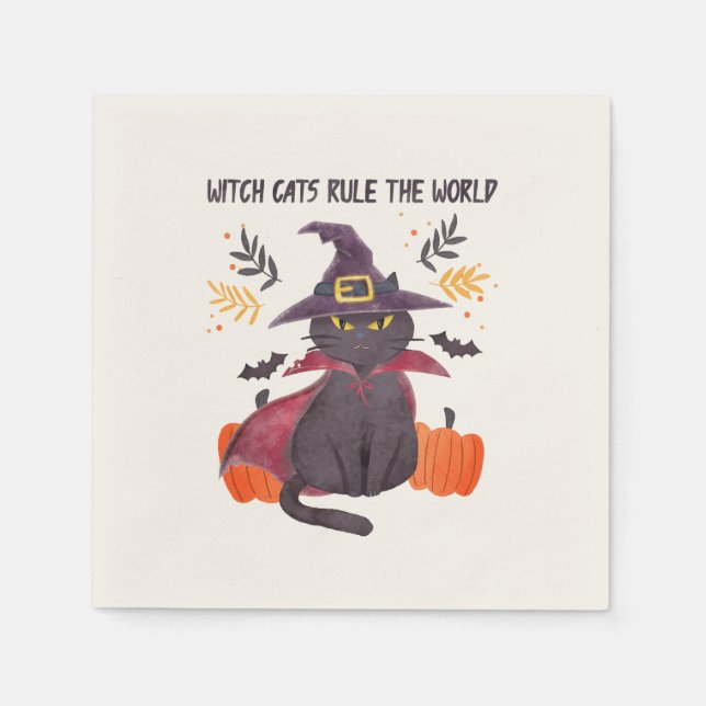 Witch Cats Rule The World – Black Cat Napkin (Front)