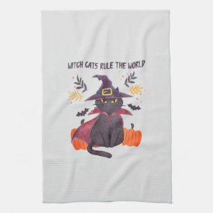 Witch Cats Rule The World Tea Towel