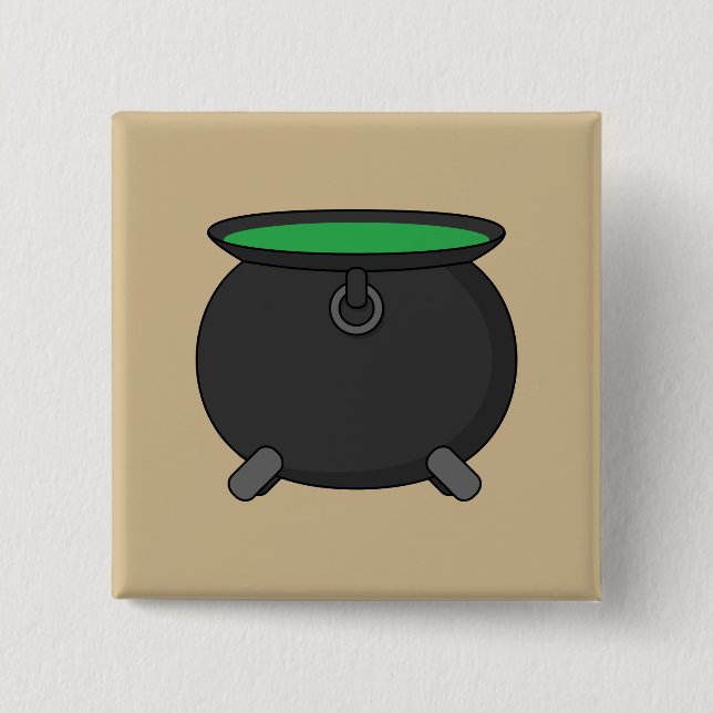 Witch Cauldron 15 Cm Square Badge (Front)