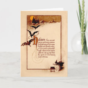 Witch Cauldron Bat Full Moon Card