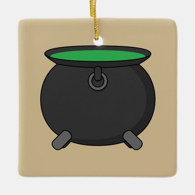 Witch Cauldron Ceramic Ornament (Front)
