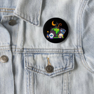 Witch Cauldron Cooking Potion Under The Moonlight 6 Cm Round Badge
