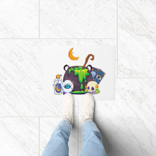 Witch Cauldron Cooking Potion Under The Moonlight Doormat