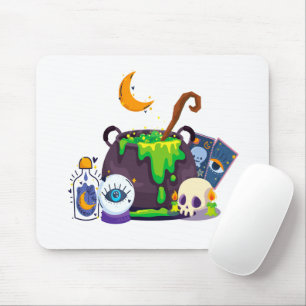 Witch Cauldron Cooking Potion Under The Moonlight Mouse Mat