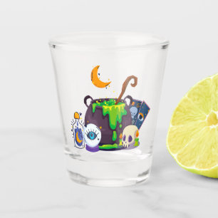 Witch Cauldron Cooking Potion Under The Moonlight Shot Glass