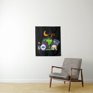 Witch Cauldron Cooking Potion Under The Moonlight Tapestry