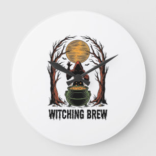 Witch Cauldron Halloween Vintage Engraving Shirt_1 Large Clock