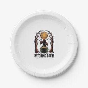 Witch Cauldron Halloween Vintage Engraving Shirt_1 Paper Plate
