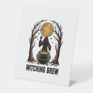 Witch Cauldron Halloween Vintage Engraving Shirt_1 Pedestal Sign