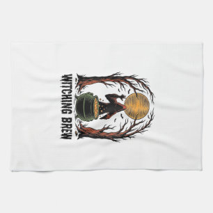 Witch Cauldron Halloween Vintage Engraving Shirt_1 Tea Towel
