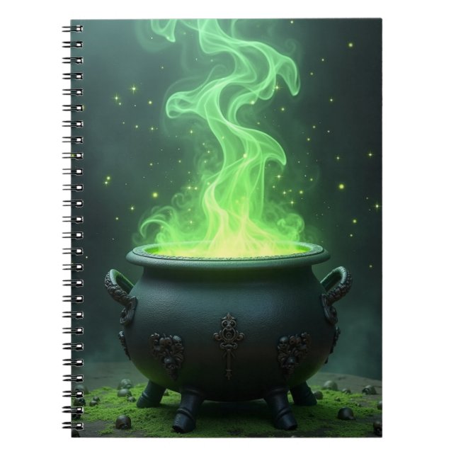 Witch Cauldron Magic Green Glow Spooky Potion Notebook (Front)