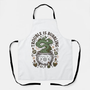Witch Cauldron Shirt Trouble Is Bubbling_1 Apron