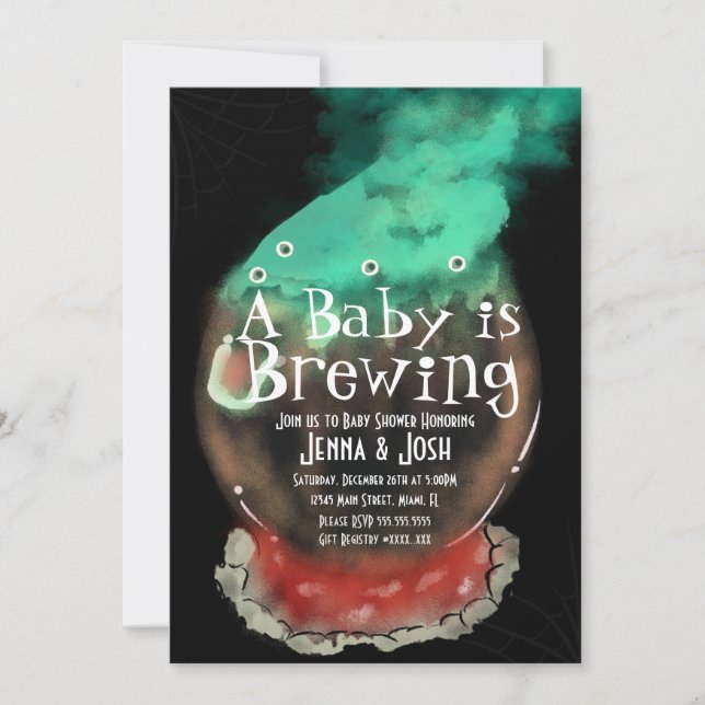 Witch Cauldron  Spooky Fog Baby Shower Invitation (Front)