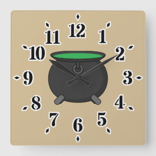 Witch Cauldron Square Wall Clock