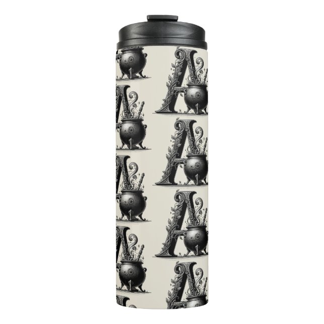 Witch Cauldron Witchy Letter A Custom Initial  Thermal Tumbler (Front)