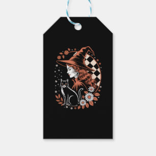 Witch Checkered Halloween Gift Tags