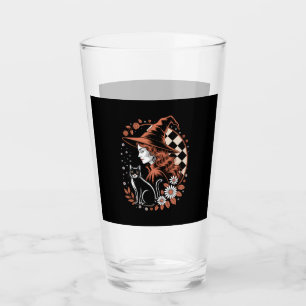 Witch Checkered Halloween Glass