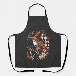 Witch Chequered Halloween Apron