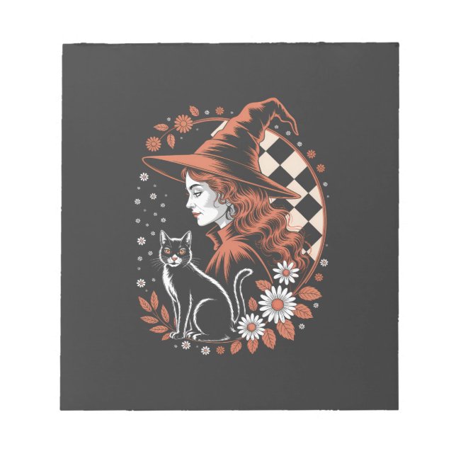 Witch Chequered Halloween Notepad (Front)