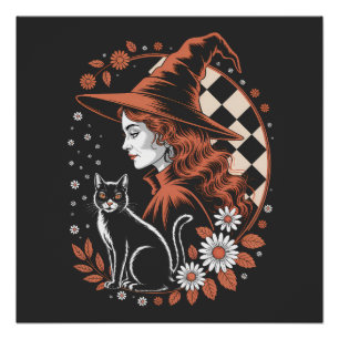 Witch Chequered Halloween Poster