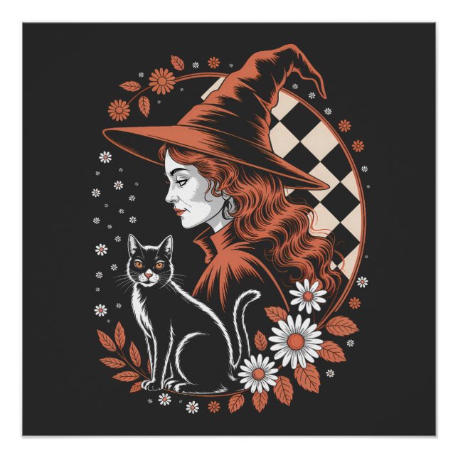 Witch Chequered Halloween Poster (Front)