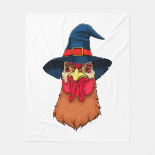 Witch Chicken Funny Halloween Horror Scary Fleece Blanket