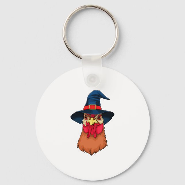 Witch Chicken Funny Halloween Horror Scary Key Ring (Front)