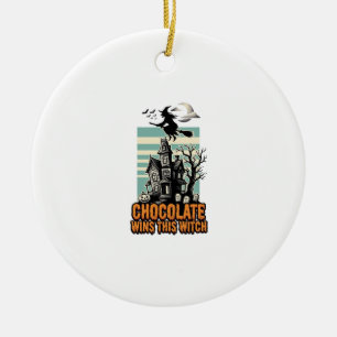 Witch Chocolate Shirt Sweet Halloween Treat Design Ceramic Tree Decoration