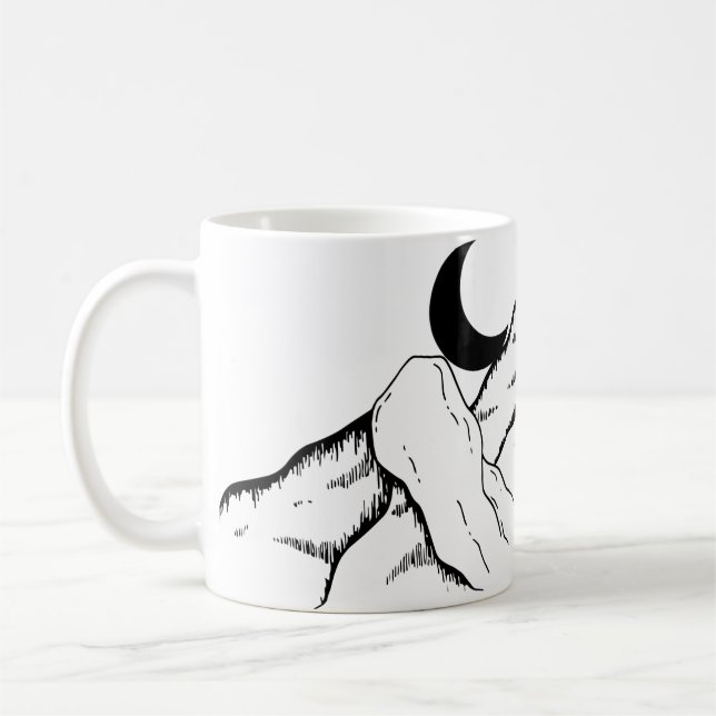 Witch Climbing a Mountain at Night – Mystical Moon Coffee Mug (Left)