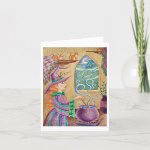 Witch Cooking at Home greeting card