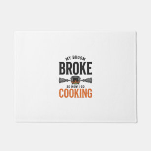 Witch Cooking My Broom Broke Funny Vintage_1 Doormat