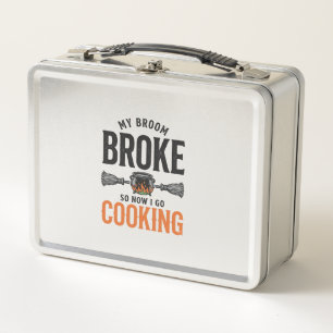 Witch Cooking My Broom Broke Funny Vintage_1 Metal Lunch Box