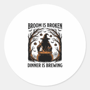 Witch Cooking Shirt Funny Halloween Cauldron Desig Classic Round Sticker