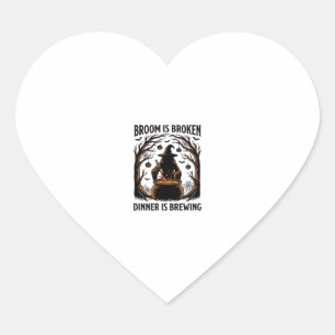 Witch Cooking Shirt Funny Halloween Cauldron Desig Heart Sticker