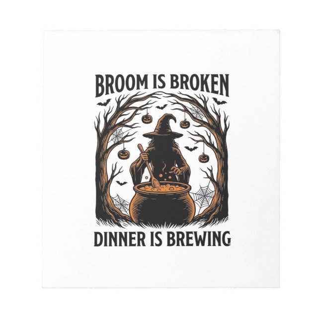 Witch Cooking Shirt Funny Halloween Cauldron Desig Notepad (Front)