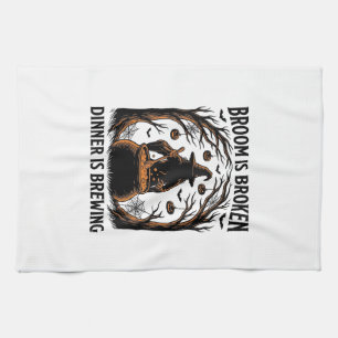 Witch Cooking Shirt Funny Halloween Cauldron Desig Tea Towel