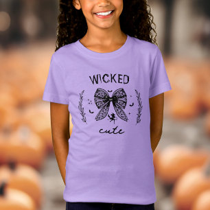 Witch Coquette Black Bow Halloween Purple Name T-Shirt