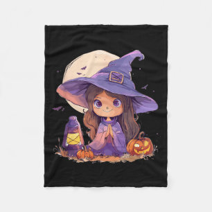 Witch Costume Halloween Pumpkin Spooky Happy Fleece Blanket