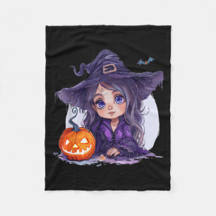 Witch Costume Halloween Pumpkin Spooky Happy Fleece Blanket
