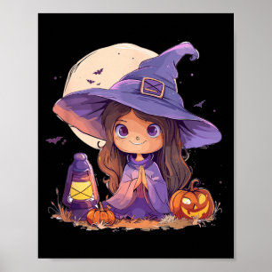 Witch Costume Halloween Pumpkin Spooky Happy Poster