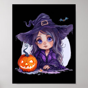 Witch Costume Halloween Pumpkin Spooky Happy Poster