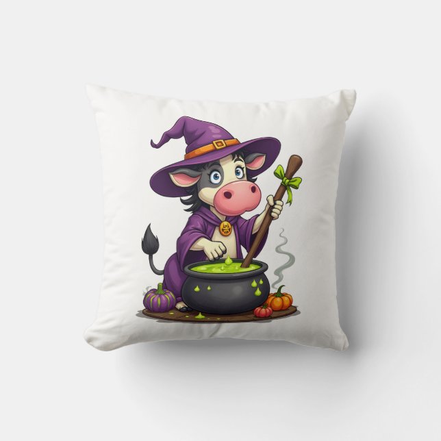 Witch Cow Cauldron Brew Cushion (Front)