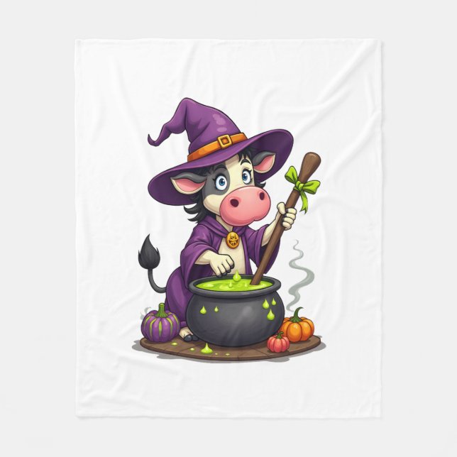 Witch Cow Cauldron Brew Fleece Blanket (Front)